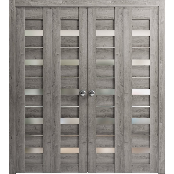 Sartodoors Sliding French Pocket Door 24 x 80in, Matte Black Clear Glass, Kit Trims Rail Hardware LUCIA2166PD-BLK-24 - main